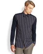 Richard Chai Striped Panel Sportshirt - Lyst