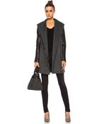 Vince Leather Sleeve Shawl Collar Woolblend Jacket - Lyst