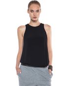 T By Alexander Wang Raw Edge Flow Viscose Top with Leather Trim - Lyst