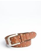 John Varvatos Tan Distressed Leather Studded Detail Classic Belt - Lyst
