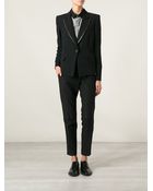 Barbara Bui Contrasted Leather Panel Blazer - Lyst