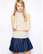 Asos Roll Neck Tank In Chunky Knit - Lyst