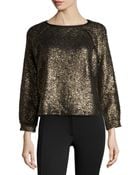 Alice + Olivia Metallic Raglan-Sleeve Top - Lyst