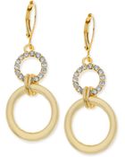 T Tahari Goldtone Crystal Pave Circle Drop Earrings - Lyst
