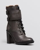 Tory Burch Lace Up Platform Booties - Broome Shearling - Lyst