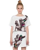 Frankie Morello Cropped Printed Cotton Jersey T-Shirt - Lyst