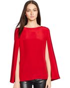 Ralph Lauren Black Label Caped Silk Noelle Top - Lyst