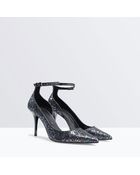Zara High Heel Court Shoe With Ankle Strap - Lyst