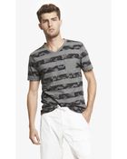Express Camouflage Stripe V-Neck Pocket Tee - Lyst