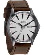 Nixon Sentry Leather Grey And Black Watch - Lyst