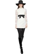 Saint Laurent Sequined Bow & Viscose Blend Lace Dress - Lyst