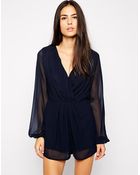 Ax Paris Wrap Front Playsuit - Lyst