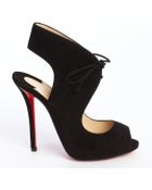 Christian Louboutin Black Suede Cutout Lace Up Pumps - Lyst