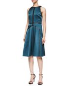 J. Mendel Sleeveless Flared Dress With Leather Trim - Lyst
