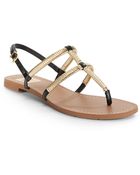 DV by Dolce Vita Gava Gold Metallic-Trimmed Flat Sandals - Lyst