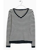Mango V-Neck Striped Sweater - Lyst