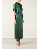 Rosetta Getty Rosetta Guetty Wrap Emerald Silk Dress - Lyst