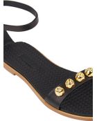 studded ankle strap flats