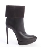 Saint Laurent Black Suede Cuffed Pointed Toe Ankle Boots - Lyst