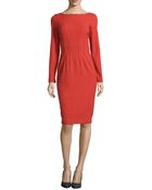 Badgley Mischka Long-Sleeve Darted Sheath Dress - Lyst
