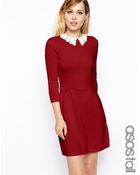 Asos Tall Knitted Skater Dress With Lace Collar - Lyst