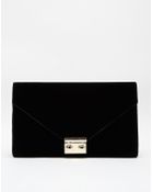 Asos Velvet Flap Clutch Bag - Lyst
