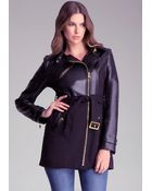 Bebe Faux Leather Trench Coat - Lyst