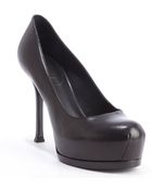 Saint Laurent Black Leather Platform Pumps - Lyst