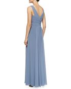 Monique Lhuillier Bridesmaids Sleeveless Deep Vneck Gown - Lyst