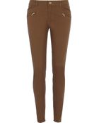 River Island Brown Skinny Biker Trousers - Lyst