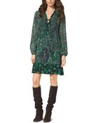 Michael Kors Paisley-Print Lace-Up Dress - Lyst