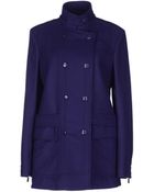 Versace Jeans Couture Wool Blend Double Breasted Coat - Lyst