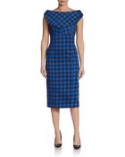 Michael Kors Cap-Sleeve Houndstooth Sheath Dress - Lyst