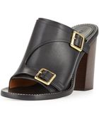 Chloé Buckled Stacked-Heel Slide Sandal - Lyst
