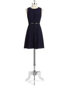 Jessica Simpson Lace Accented Fit And Flare Dress - Lyst
