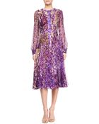 J. Mendel Printed Silk Chiffon Pleated Dress - Lyst