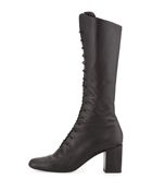 Saint Laurent Napa Leather Lace-Up Boot - Lyst