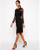 Asos Lace Insert Drape Midi Dress - Lyst
