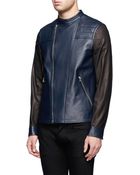 Neil Barrett Bicolour Leather Biker Jacket - Lyst