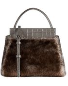 DKNY Faux Fur Top Handle Crossbody - Lyst
