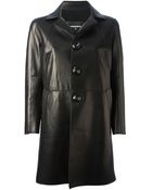DSquared2 Single Breasted Leather Coat - Lyst
