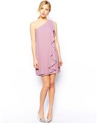 Asos Frill One Shoulder Shift Dress - Lyst