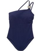 Tory Burch Logo One Shoulder One Piece - Lyst