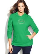 Michael Kors Michael Plus Waffle-Knit Hooded Logo Tee - Lyst