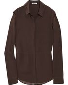 T By Alexander Wang Paneled Washed Silk-Crepe Shirt - Lyst