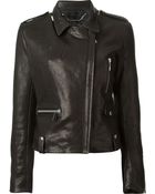 Barbara Bui Leopard Print Detail Biker Jacket - Lyst