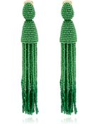 Oscar de la Renta Long Green Tassel Clipon Earrings - Lyst