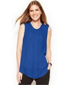 Vince Camuto Sleeveless Front-pleat Blouse - Lyst