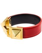 Saint Laurent Double Stud Leather Bracelet - Lyst