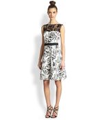 Tadashi Shoji Lace-Trimmed Toile Cocktail Dress - Lyst
